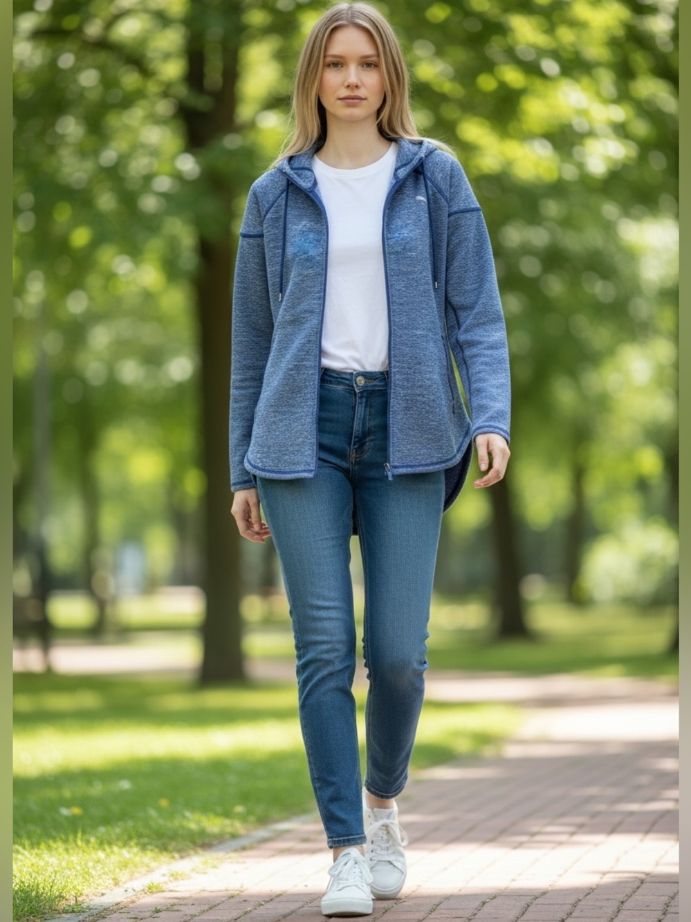 Puma Heather Blue Full Zip Thermal Hoodie Jacket